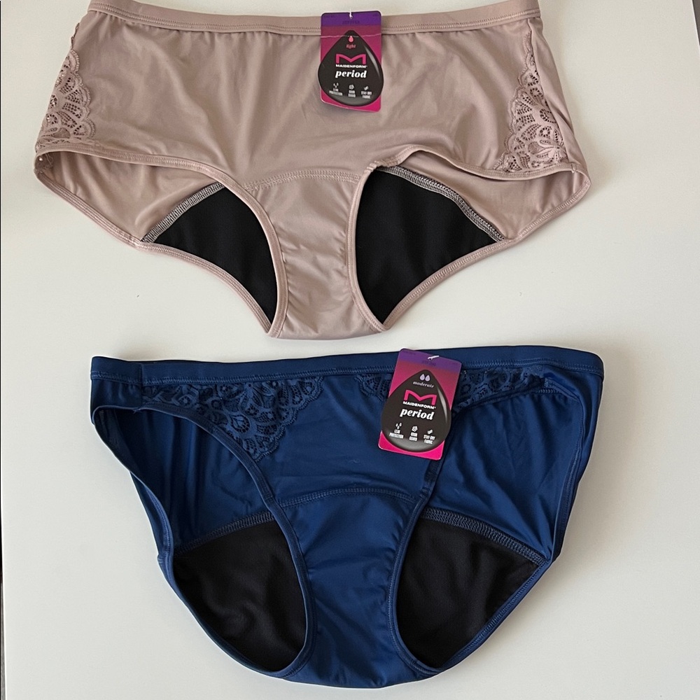 2 X Maidenform Blue Nude Bikini period Panties light moderate 2XL